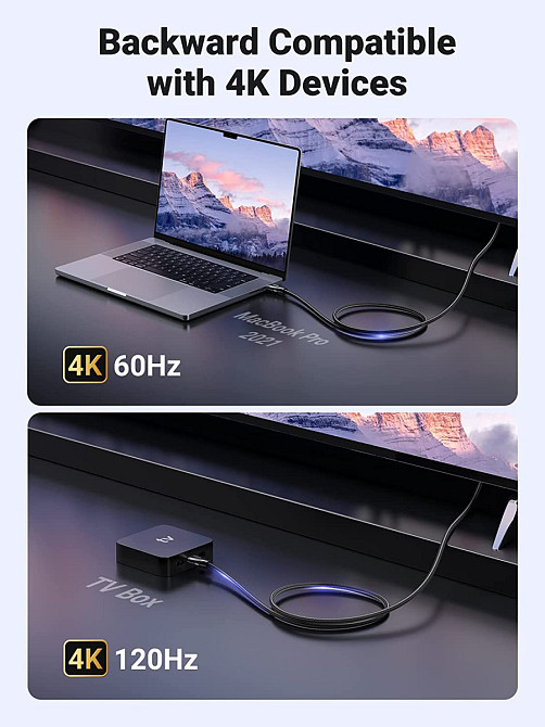 HDMI кабель V2.1 UGreen HD140 з підтримкою 8K@60Hz 4K@120Hz 80401 (Чорний, 1м) Николаев - изображение 4