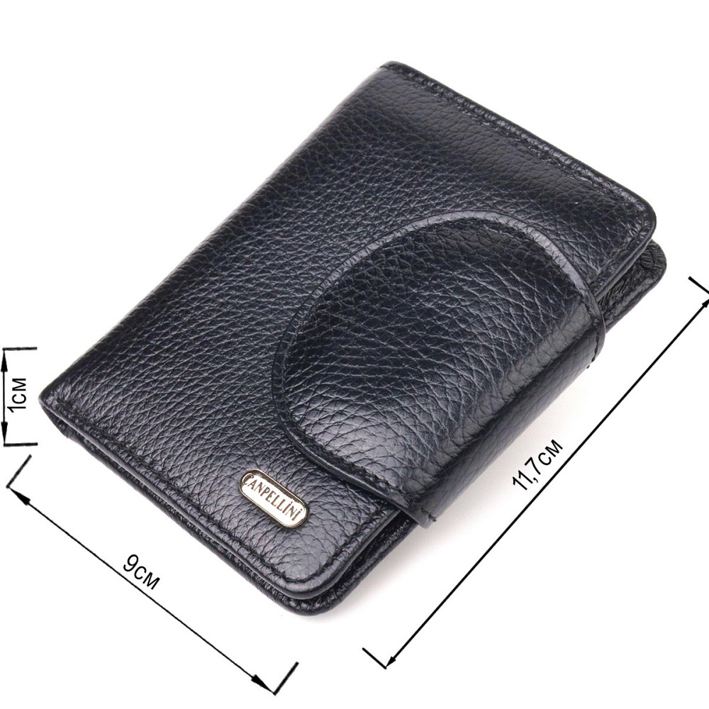 Удобный небольшой женский кошелек из натуральной кожи CANPELLINI 21668 Черный Киев - изображение 9