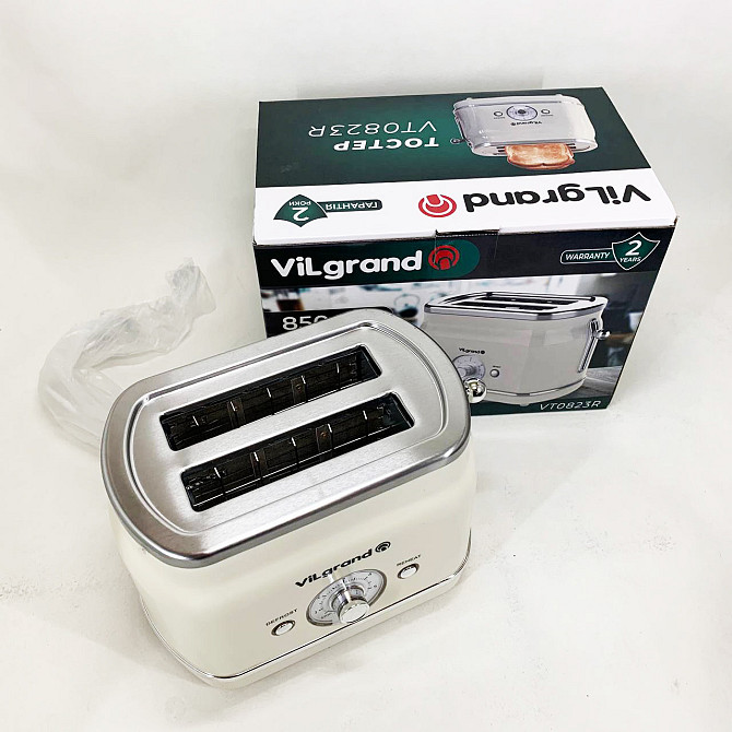 Електричний побутовий тостер на 2 тости ViLgrand VT0823R 850 Вт, Електро тостер Маленький PT-59 Київ - фото 3