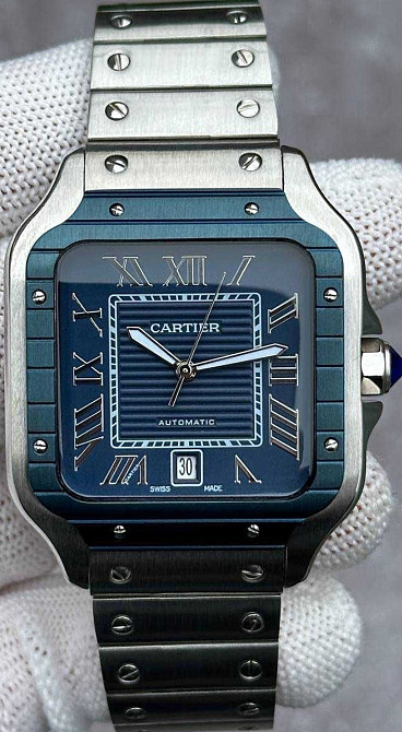 Швейцарський годинник Cartier Santos Silver-Blue Classic. Київ - фото 4