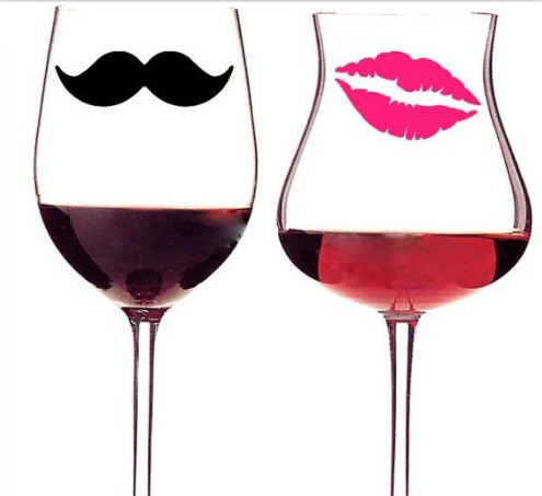 Наклейки на бокалы 6 штук черно-розовый Киев - изображение 2