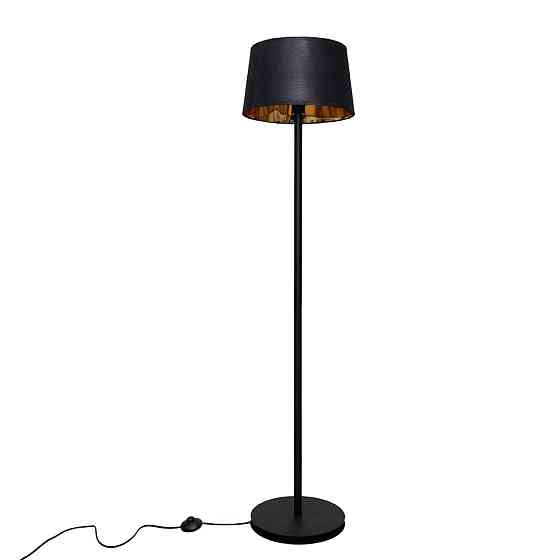 Торшер MSK Electric з чорним плафоном із тканини під лампу Е27 з чорною основою NL 3621 BK+BK Одеса