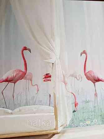 Фотообои бесшовные флизелиновые экологически чистые Caribbean flamingo птицы розовый фламинго на траве Киев