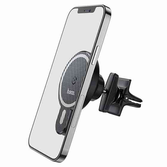 Тримач для мобiльного з БЗП HOCO CA85 Ultra-fast magnetic wireless charging car holder Black Київ