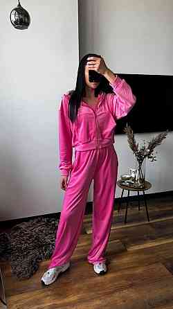 Женский плюшевый прогулочный костюм тройка: кофта топ и штаны велюр Барби, 44/46 Одесса