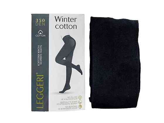 Колготки 350den черный женские хлопковые классические Winter Cotton р.3 ТМ LEGGERI Киев