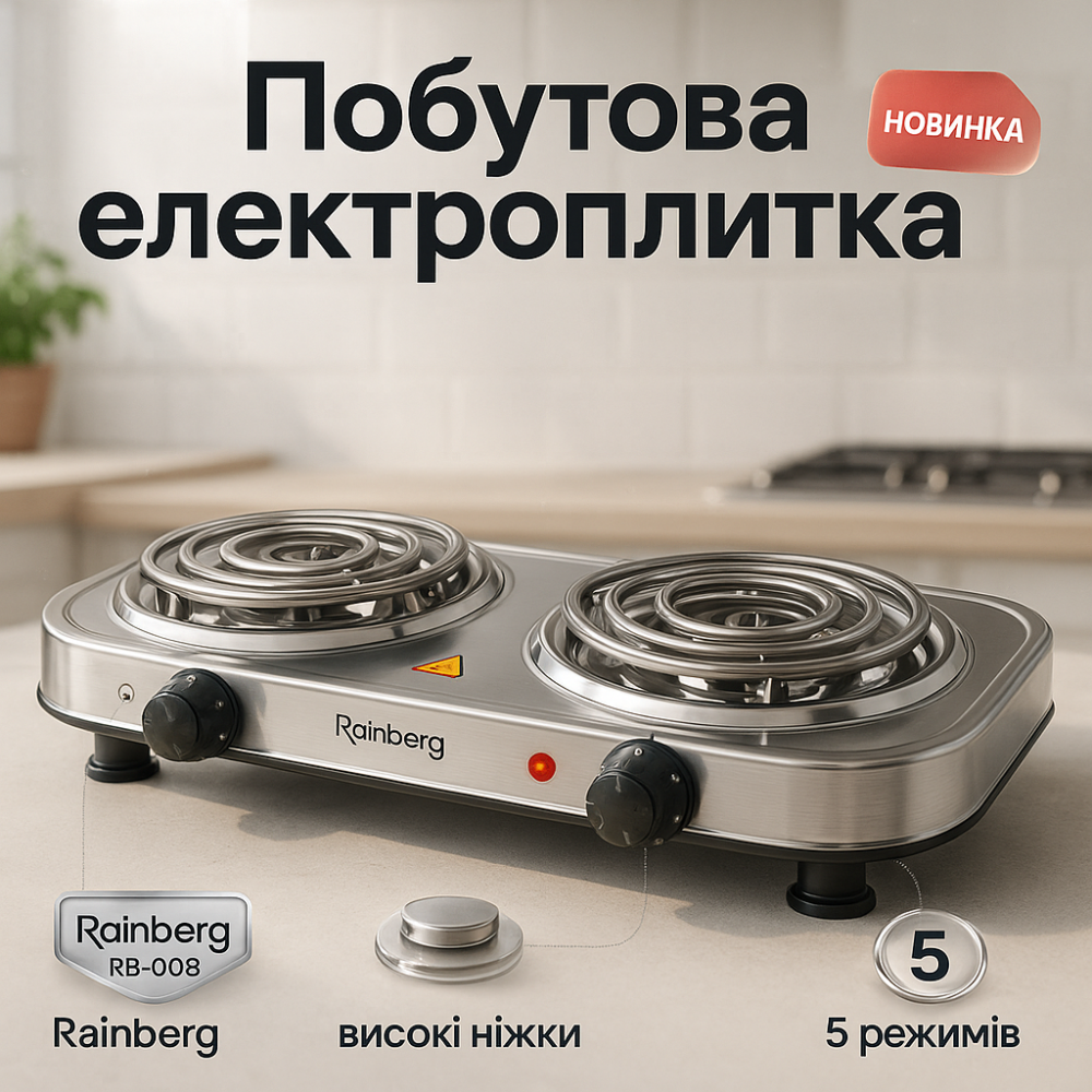Плита настольная эмалированная Rainberg, Электро плита маленькая, Маленькая электроплита настольная LK-46 Львов - изображение 14