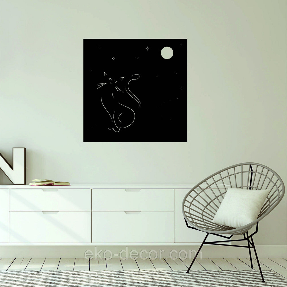 Декоративное настенное 3D Панно «Кот» Декор на стену с объемом 90*90 см, Черный Киев - изображение 7
