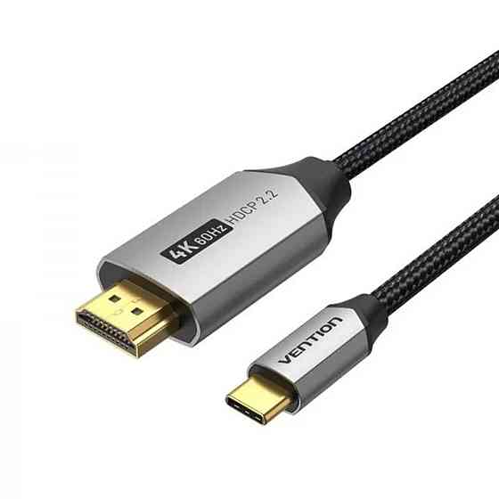 Відеоадаптер відео перехідник адаптер Vention Cotton Braided USB-C - HDMI Cable 1.5M Black Aluminum Alloy Type CRBBG Одеса