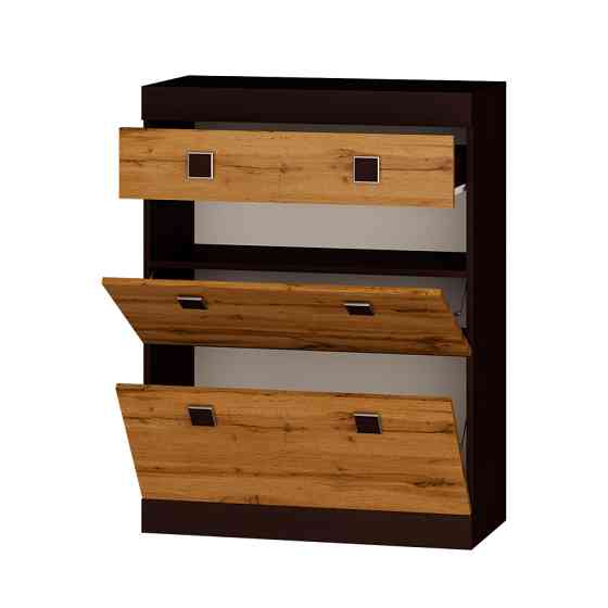 Тумба для взуття Еверест Соната ТО-800 80х38х105.5 венге темний + дуб золотий крафт (DTM-2214) Дніпро