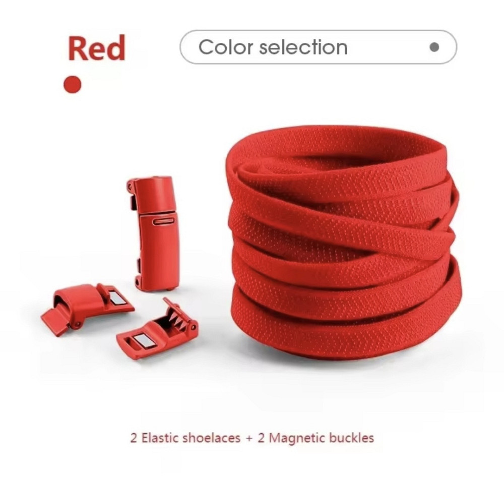Еластичні шнурки без зав'язок з магнітними застібками в один колір Червоний Смела - изображение 1