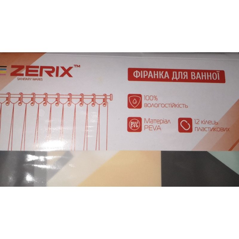 Шторка для ванной Zerix SCP-007-180x200 из PEVA (полиэтиленвинилацетата) длинная (Узор 