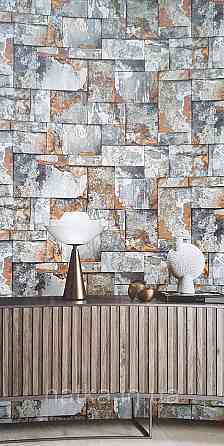 Шпалери вінілові на флізеліні AdaWall Roka 1.06х10 під плитку структурні теракотові сірі білі 23106-4 Київ