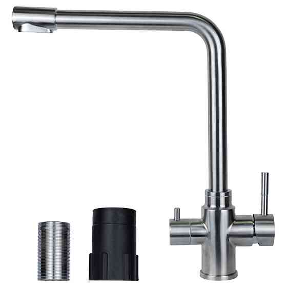 Смеситель KT Ø35 для кухни гусак с выходом для питьевой воды на гайке SS AQUATICA KT-4B770P (9722121) Киев