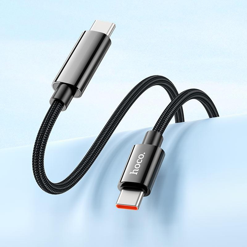 Кабель HOCO U125 Benefit 100W charging data cable with display Type-C to Type-C Black Одеса - фото 5