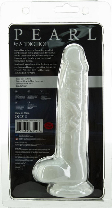 Фалоімітатор ADDICTION Pearl 8.5" Dildo with Balls, віброкуля в подарунок Sex Aura Київ - фото 7