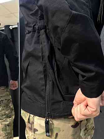 Чоловіча тактична куртка чорна ріп-стоп з капюшоном, водонепроникна і вітрозахисна, демісезонна Львів