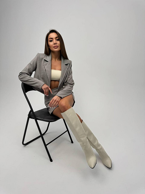 Женский стильный повседневный костюм двойка кашемир трикотаж Оливка, 42/44 Одесса - изображение 3