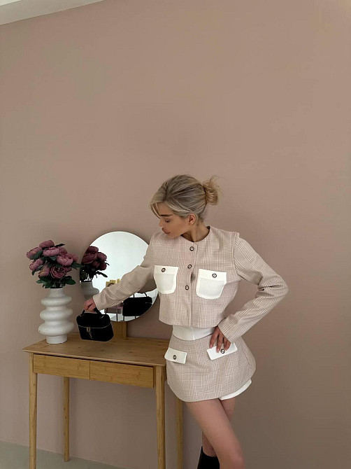 Жіночий стиглий костюм-трійка карта вовна; шорти вавілка Беж, 44/46 Одеса - фото 6