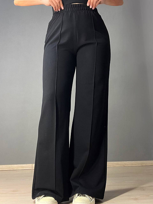 Брюки женские MY CITY 8286 палаццо-клеш с высокой посадкой черные, черный, SM Киев - изображение 5