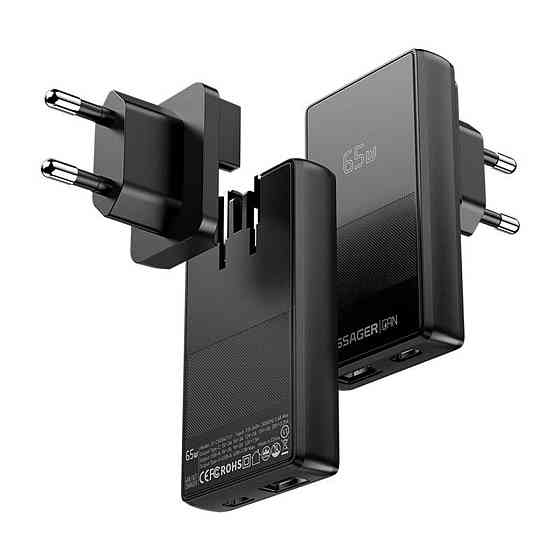 Мережевий зарядний пристрій ESSAGER Ultra Thin Gan 65W 1C1A BLACK ECT65W-QCB01-Z Одеса