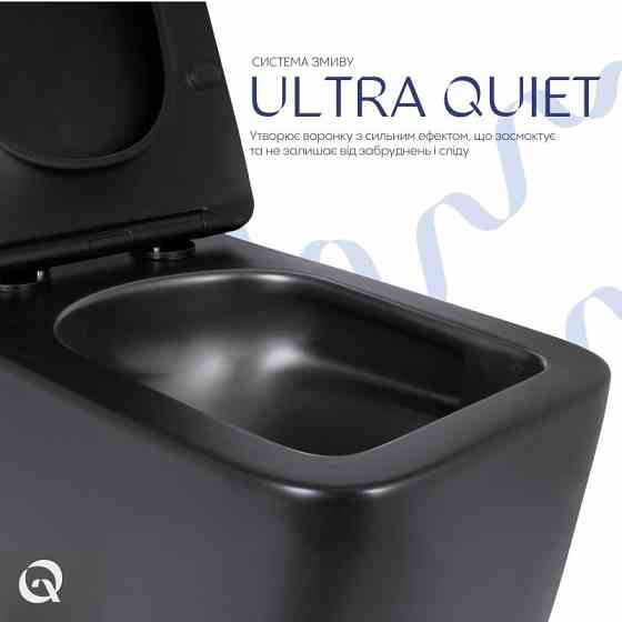 Унітаз підвісний Qtap Gemini Ultra Quiet 485×340×350 мм, Matt Black, із сидінням Slim Duroplast/Soft-close/Quick Release Київ
