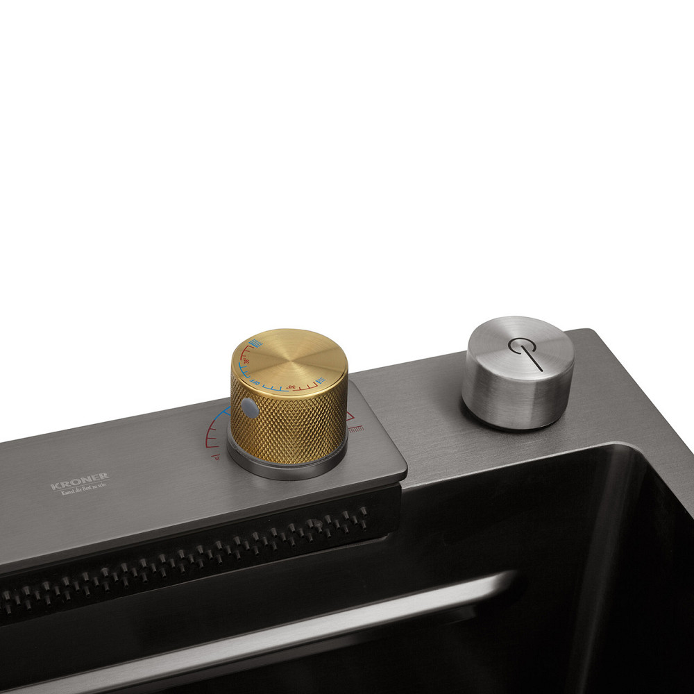 Кухонна мийка Kroner KRP Schwarze - SET7545HM PVD (3/0/0.8 мм) із змішувачем, чорна Київ - фото 9