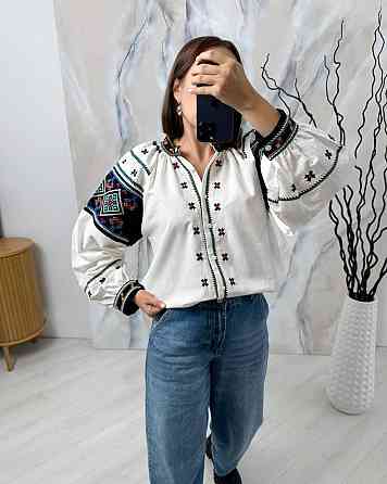 Жіноча сучасна вишиванка на ґудзиках 80% бавовна, 20% поліестер 48 Одеса
