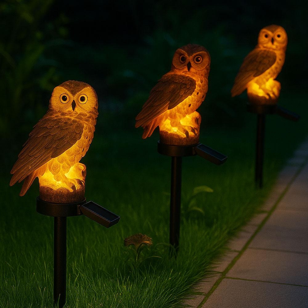 Садовий світильник на сонячній батареї 15,5см, "Сова" / Газонний ліхтар / Вуличний ліхтар у вигляді сови Київ - фото 6