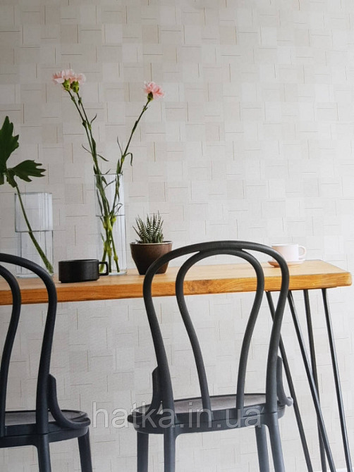 Шпалери вінілові на флізелін Sirpi AltaGamma Home 3 геометрія 3д кремові бежеві квадрати золотисті смуги Київ - фото 3