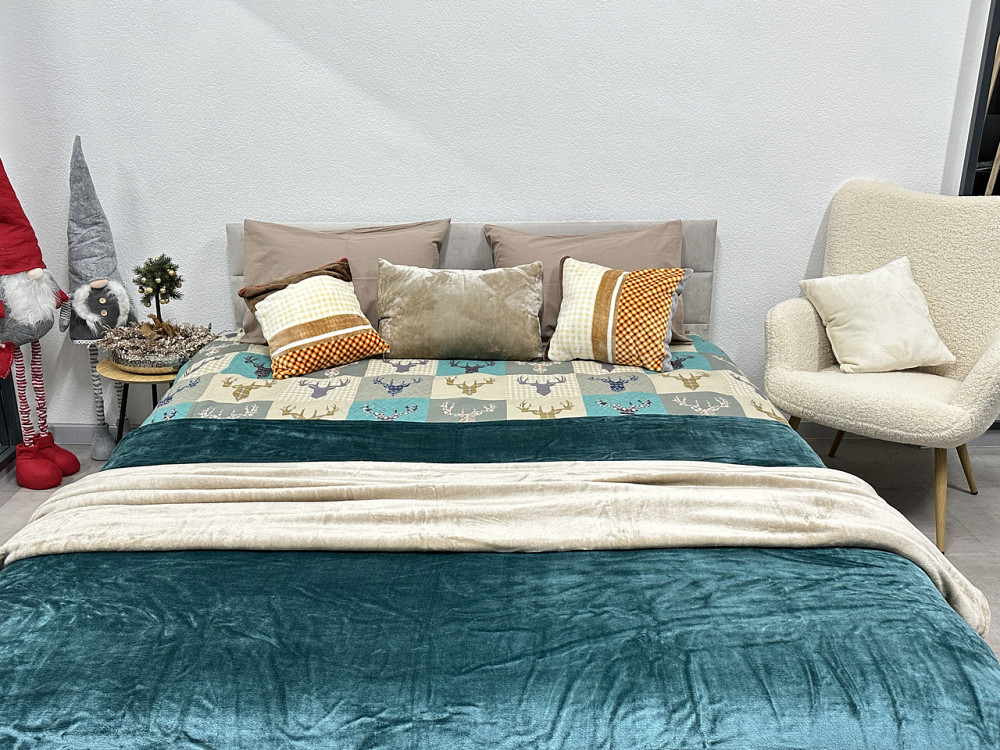 Ecotton Комплект постільної білизни Ecotton полуторний 150х215 см зелений Олені Коломыя - изображение 7