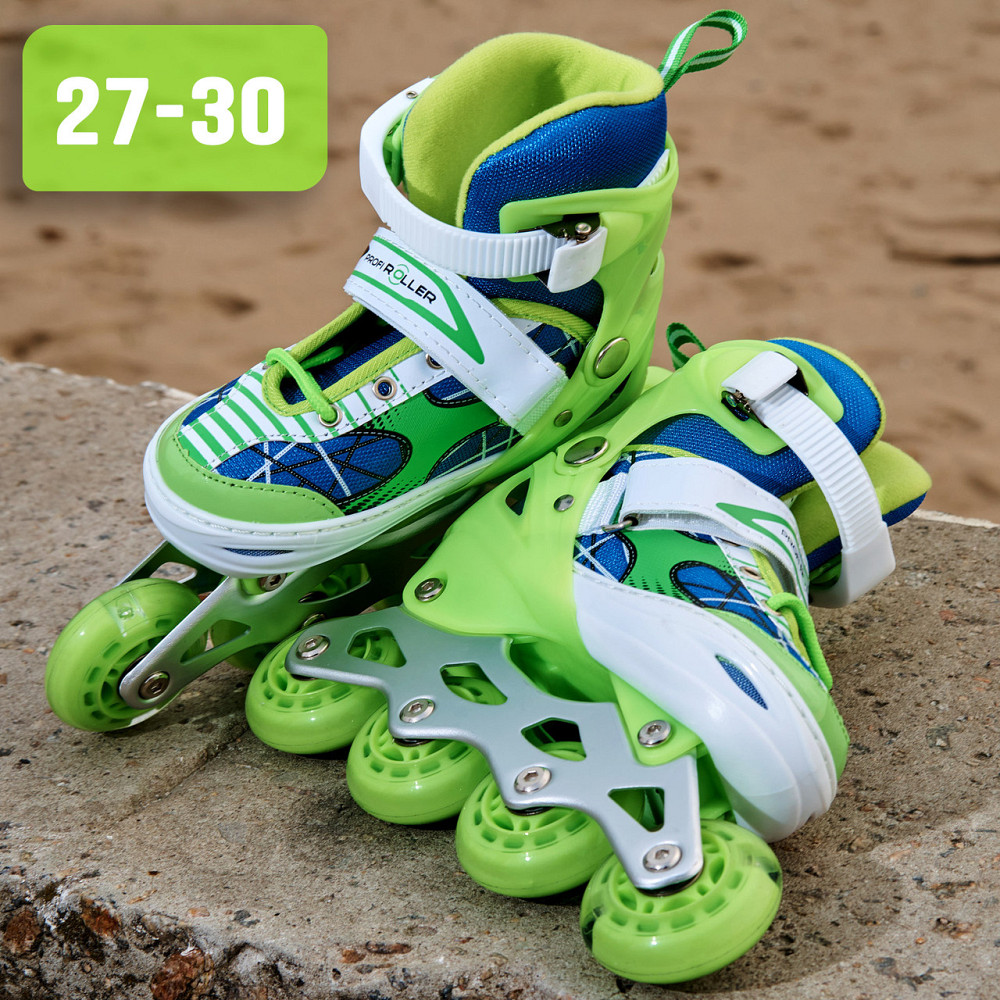 Ролики для детей,детские роликовые коньки раздвижные ROLLER SPORT 2574 (27-30) Зеленые, колеса 70мм Каменец-Подольский - изображение 2