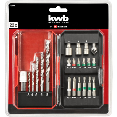 Набір свердл і біт Einhell KWB, 22 шт, кейс S-Box (108806) Вінниця - фото 5