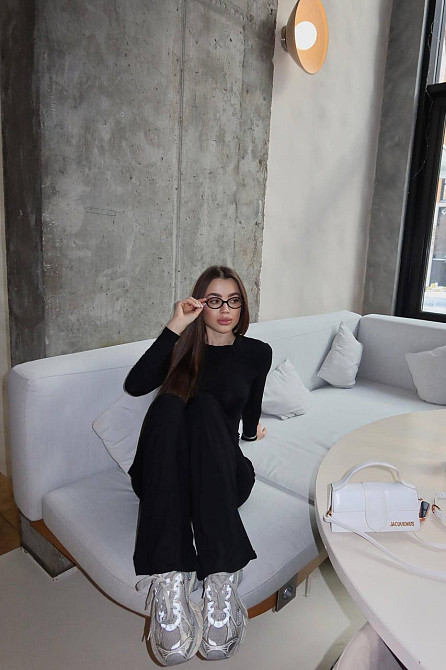 Женский базовый костюм двойка из мягкой вискозы Черный, 42/44 Одесса - изображение 6