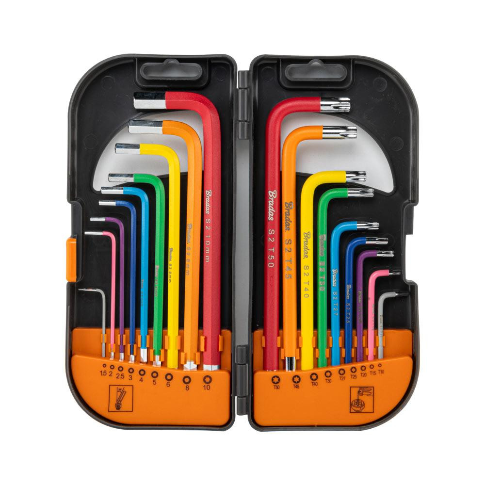 Набір торцевих і шестигранних ключів з кулястим наконечником HX 1,5-10 мм TX 10-50 18 шт. різнокольоровий / довгий, Київ - фото 2