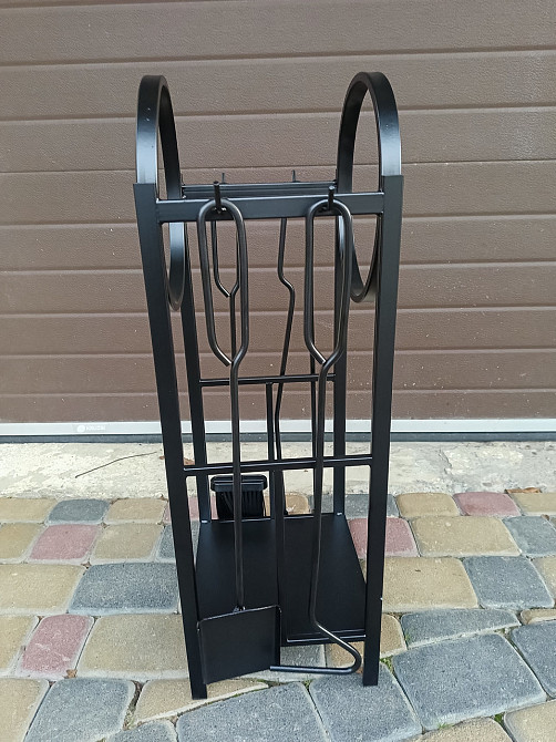 Кованый набор для камина LOFT №8 с дровницей (стойка, совок, щетка, кочерга, щипцы) Киев - изображение 7