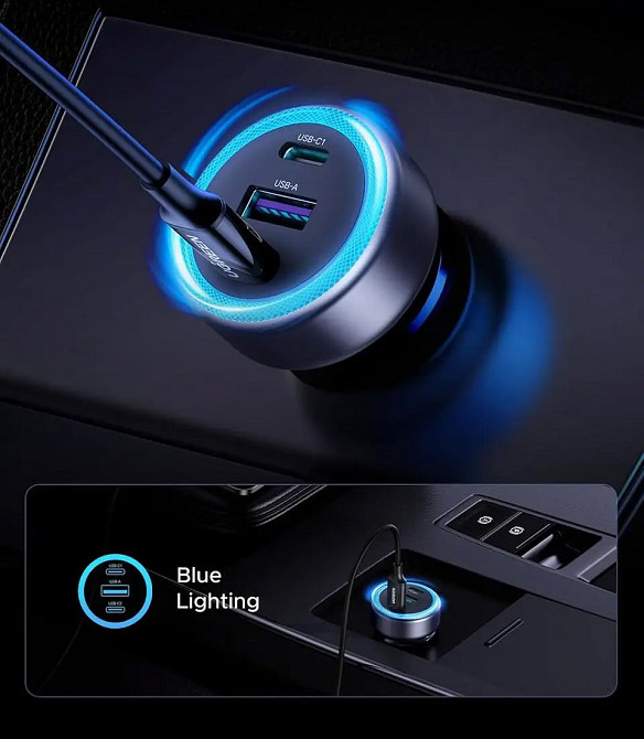 Автозарядка 3xUSB 30W (2xUSB-C + USB-A) QC 4.0 Сіра (EC307) UGREEN Винница - изображение 2