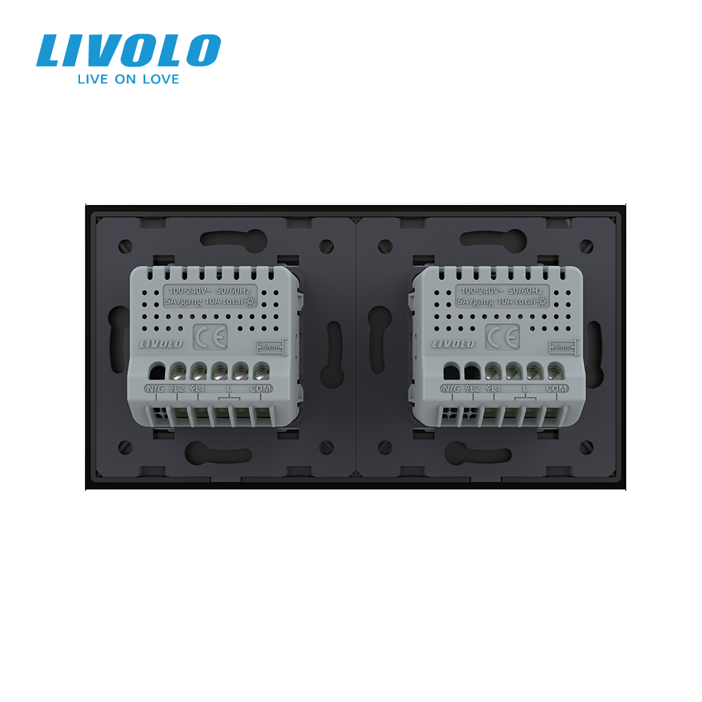 Сенсорний прохідний/перехресний вимикач 3 сенсора (1-2) Livolo чорний скло (VL-C701S/C702S-12) Коломыя - изображение 3