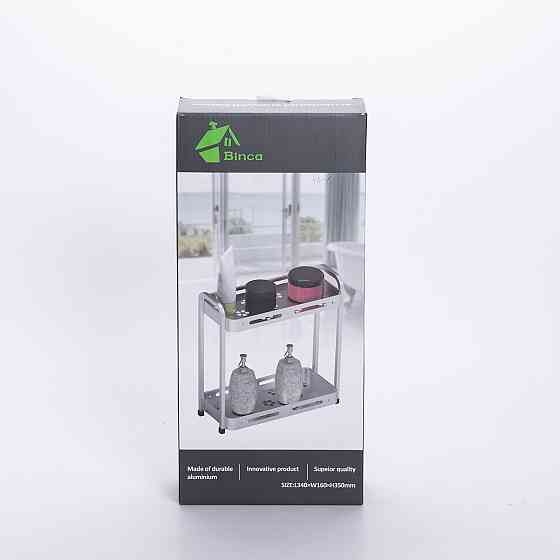 Двоярусна полиця для ванної алюмінієва настільна 34×16×35 см HP-46-4 Коломыя