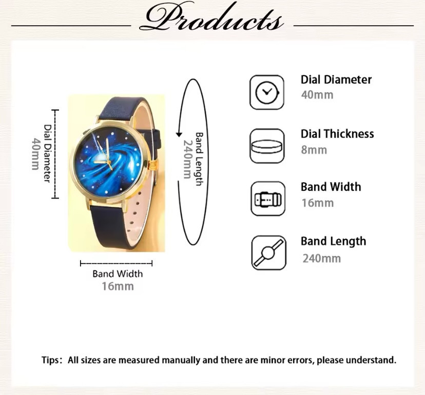 Подарочный набор для женщин космос наручные часы кольцо ожерелье и серьги без подарочной коробки синий Киев - изображение 9