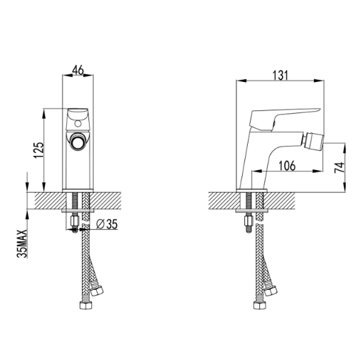 Змішувач Lugano d26мм для біде на шпильці Corso Житомир - изображение 6
