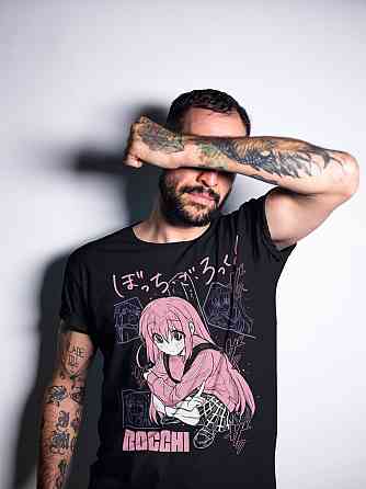 Футболка з аніме принтом Хіторі Готоу Боккхі Рокк оверсайз (S/M/L) Чорний AnimeJ0320 Дніпро