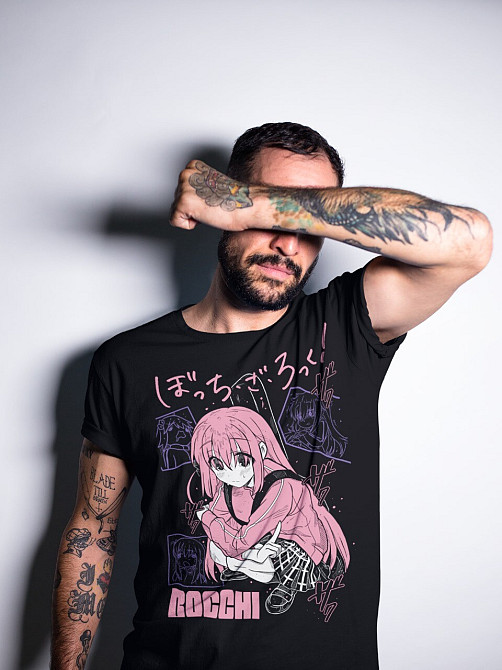 Футболка аниме Хитори Готоу Боккхи Рокк оверсайз (S/M/L) Черний AnimeJ0320 Днепр - изображение 2