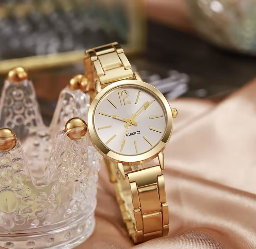 Подарунковий набір для жінок наручний годинник з браслетом без подарункової коробки золотий Київ - фото 4