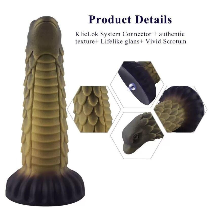 Фалоімітатор для секс-машин Hismith 8.5″ Squama Beast Silicone Dildo Monster Series, KlicLok Sex Aura Київ - фото 3
