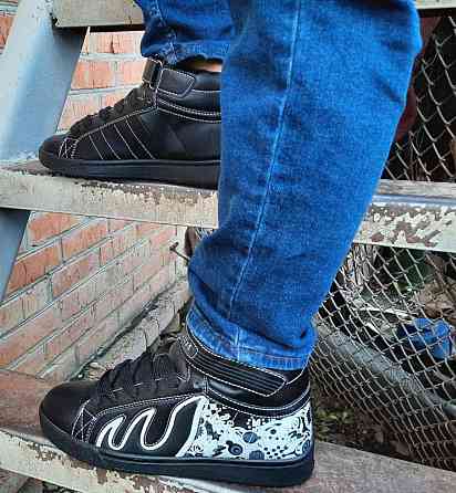 -Кроссовки Черные Высокие Мужские (размеры: 41,42,43,44,45) - 33-4 Днепр