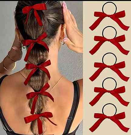 Набор резинок для волос с бантом, красный, 5 шт Киев