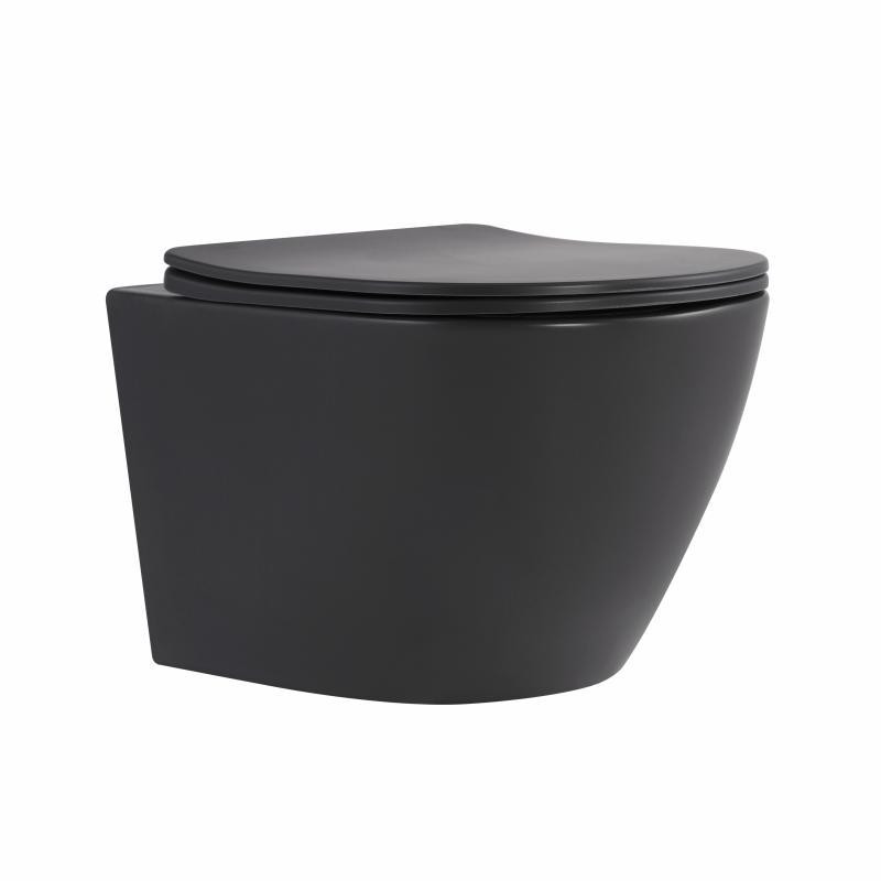 Унітаз підвісний Qtap Robin Ultra Quiet 520×365×340 мм, Anthracite, із сидінням Slim Duroplast/Soft-close/Quick Release Київ - фото 1