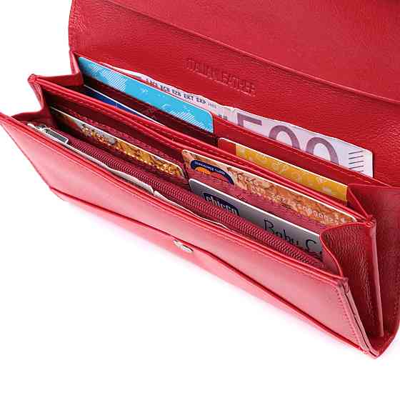 Женский кошелек с геометрическим клапаном из натуральной кожи ST Leather 22545 Красный Киев