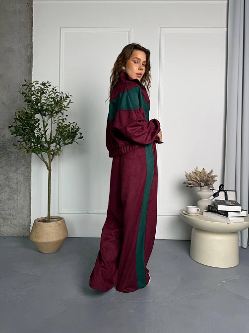 Женский стильный повседневный костюм двойка из замша на дайвинге Одесса - изображение 9